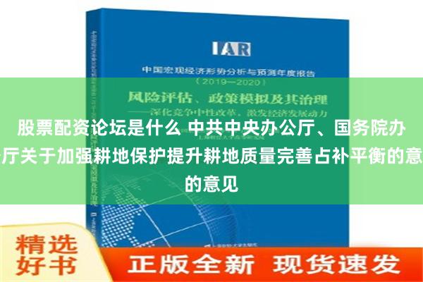 股票配资论坛是什么 中共中央办公厅、国务院办公厅关于加强耕地保护提升耕地质量完善占补平衡的意见