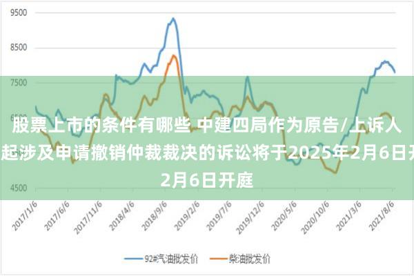 股票上市的条件有哪些 中建四局作为原告/上诉人的1起涉及申请撤销仲裁裁决的诉讼将于2025年2月6日开庭