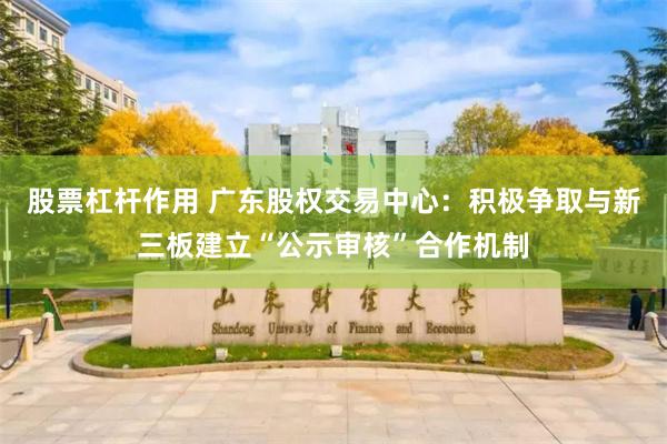 股票杠杆作用 广东股权交易中心：积极争取与新三板建立“公示审核”合作机制